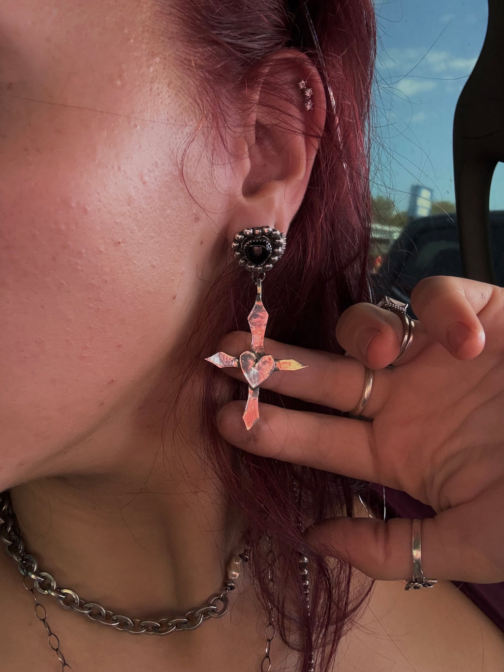 Sacred Heart Cross Dangles