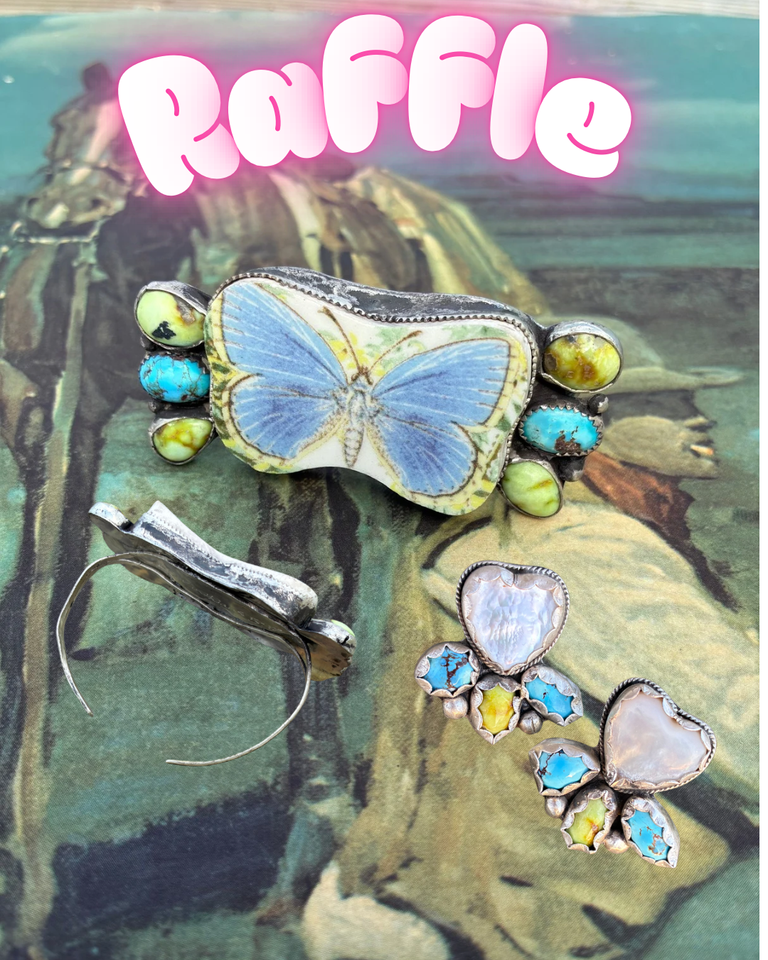 Palomino variscite, Golden Hills, and mother of pearl, earring and cuff set!