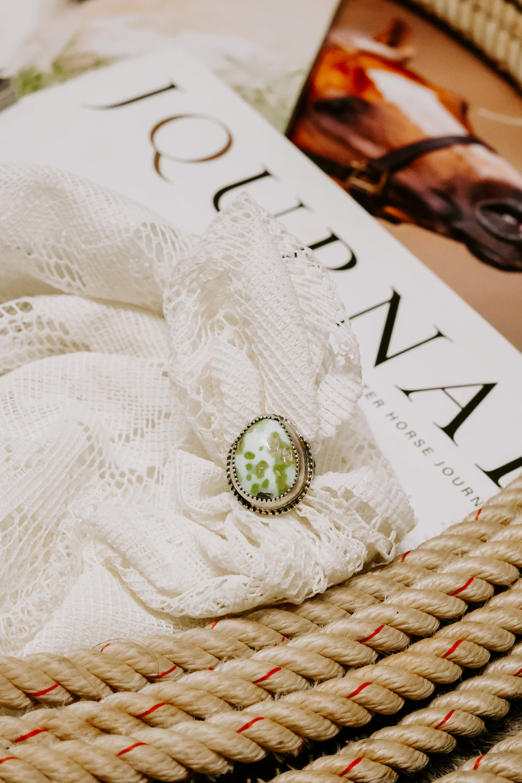 Petite palomino variscite pinky ring