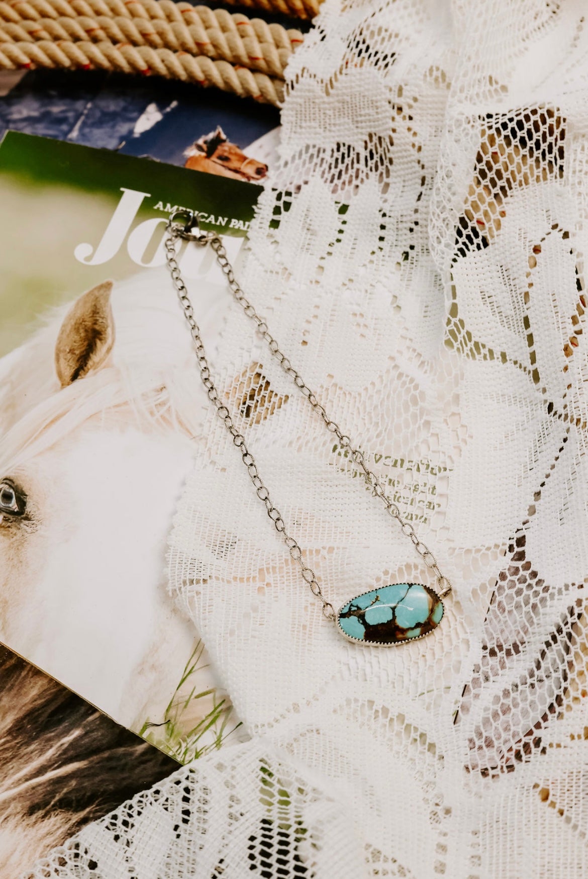 Cloud mountain turquoise bar necklace